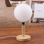 abat jour moderne boule table blanc opac transparent verre base bois câble électrique table