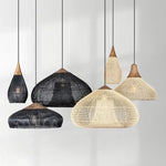 suspension lumineuse moderne tissée noir beige claire artisanale câble électrique certification ul flux lumineux