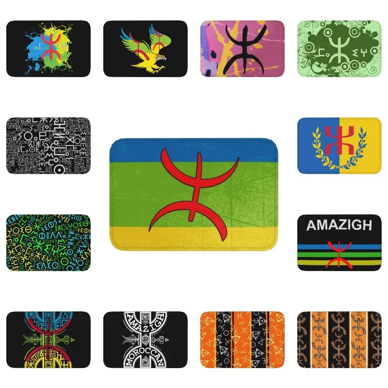 Tapis d'entrée berbère vintage 40x60 cm motif amazigh