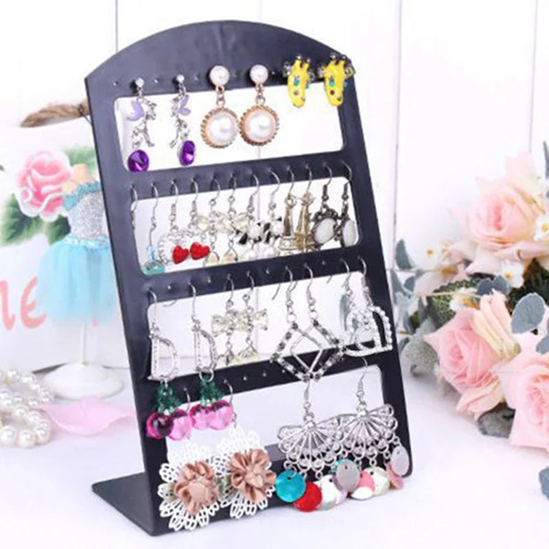 organisateur bijoux noir moderne porte boucles oreilles clips transparent 19x12.5 cm