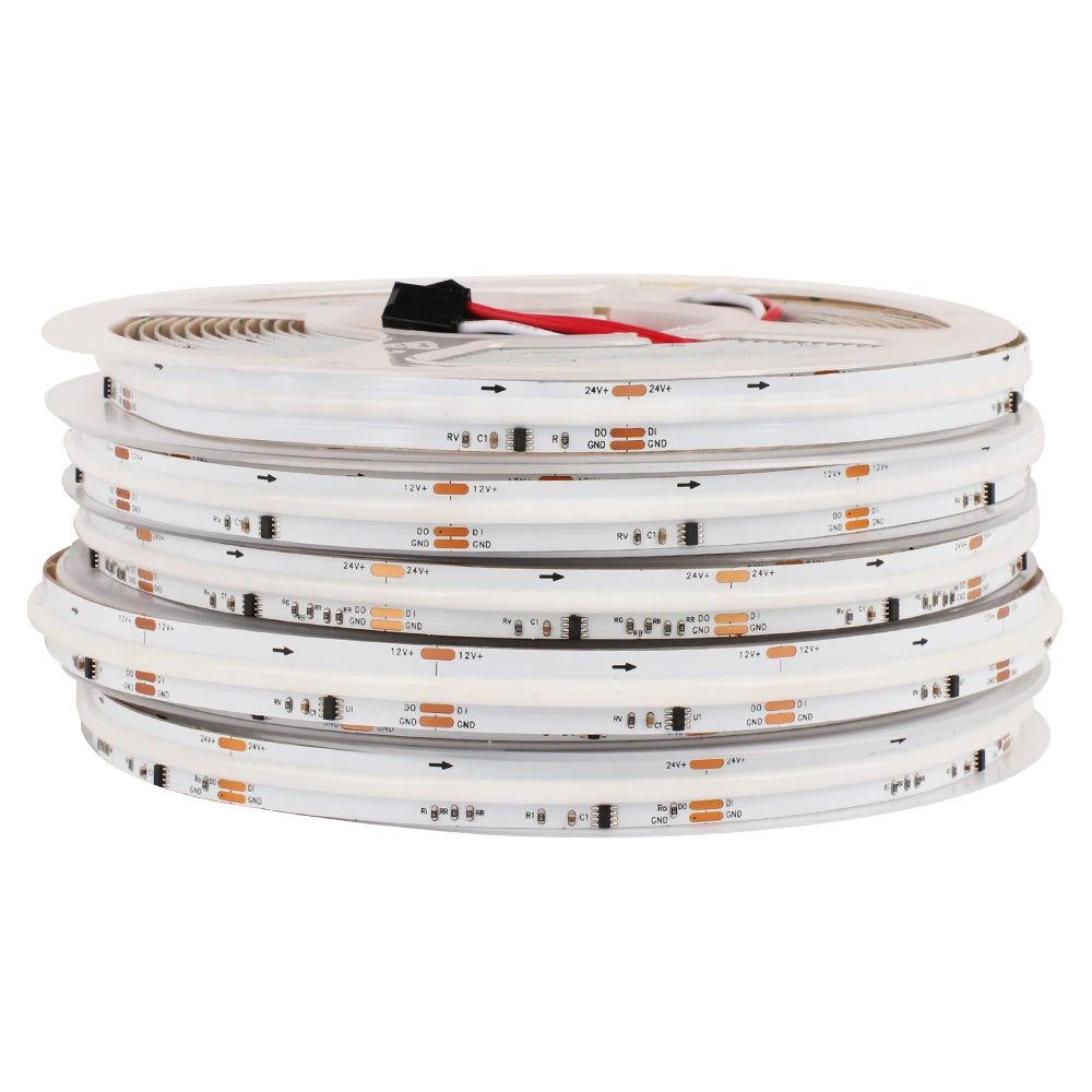 ruban led blanc moderne adhésif 12v 24v spi rgb ic 572leds/m 30000hrs