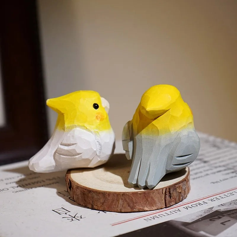figurine bois oiseau perroquet decor minimaliste geometrique chambre decoration noel artisanal