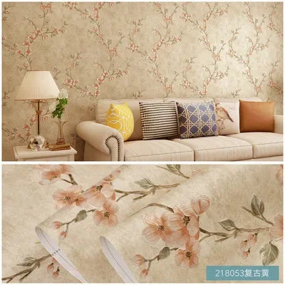 papier peint fleurs blanches classique adhésif résistant humidité écologique chambre salon vintage pastorale