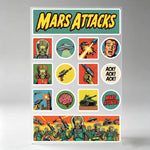 stickers adhésifs rétro mars attacks extraterrestres soucoupes volantes buildings armes 20x30cm 30x40cm