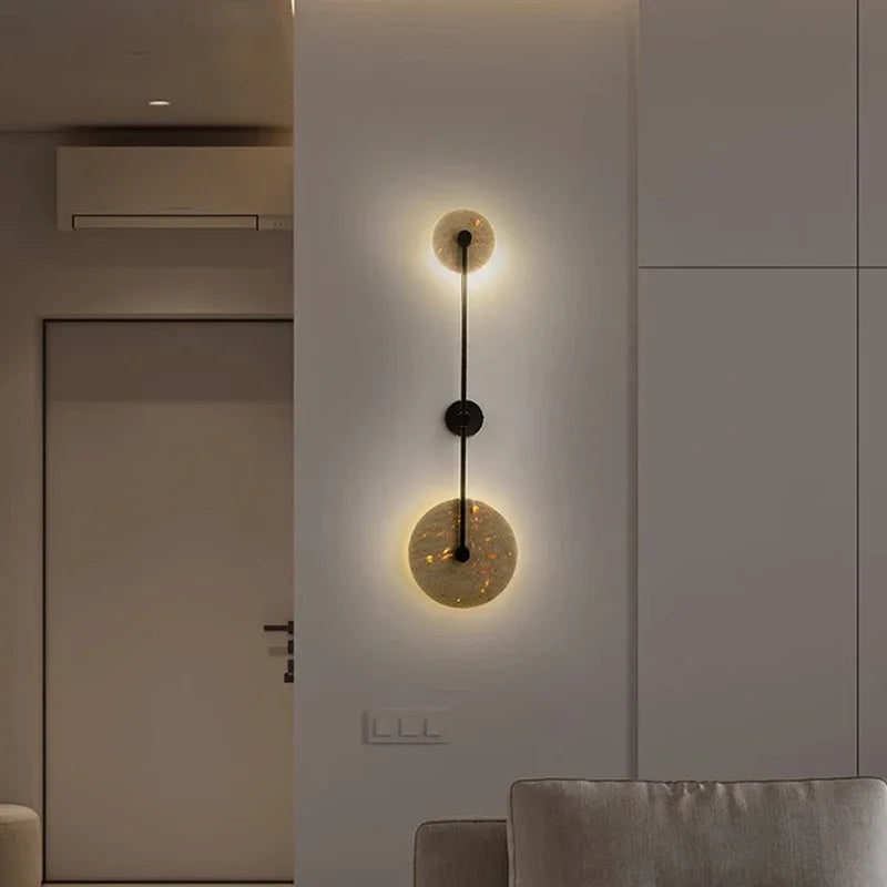 applique murale led moderne minimaliste noir beige texture marbrée éclairage quotidien fixé mur discoiles