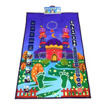 tapis interactif éducatif prière enfants musulmans illustrations mosquée palmiers motifs floraux éducatifs