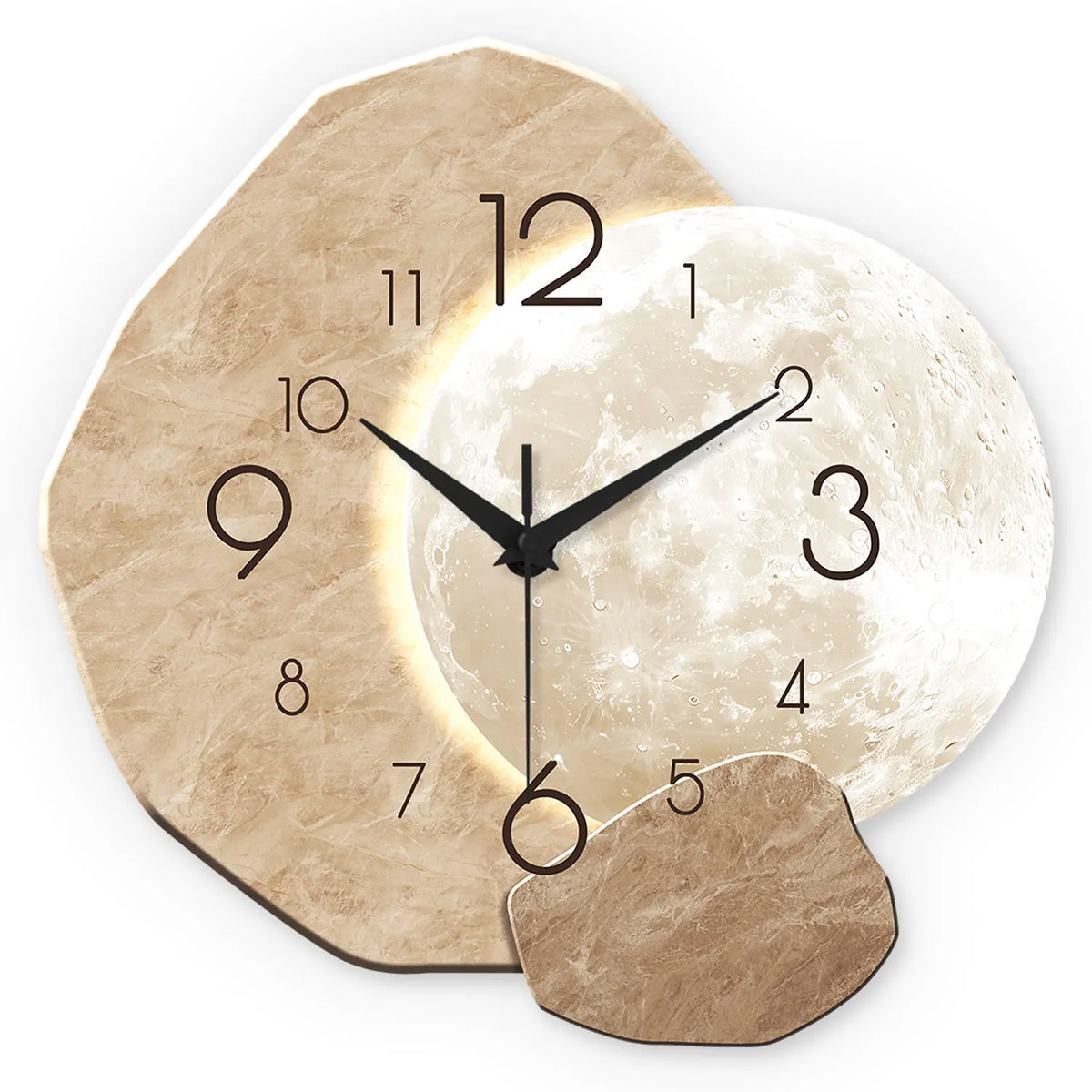 horloge murale moderne imitation pierre naturelle aiguille quartz beige minimaliste