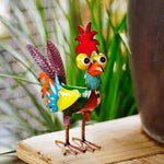décoration noël métal coq animal couleur oiseau rustique statuette festive pastel