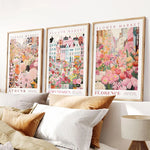 affiches illustration fleurs villes textes multicolores moderne sans cadre salon chambre