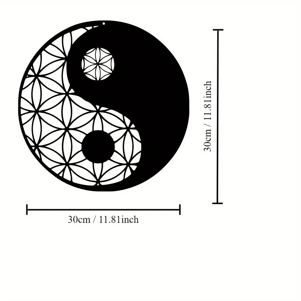 décoration murale yin yang métal géométrique moderne minimaliste tableau wall hanging adhésif opaque noir