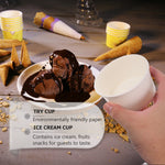 gobelets papier dessert jetables pots ice cream yaourt gâteau mousse pudding petits blancs festifs
