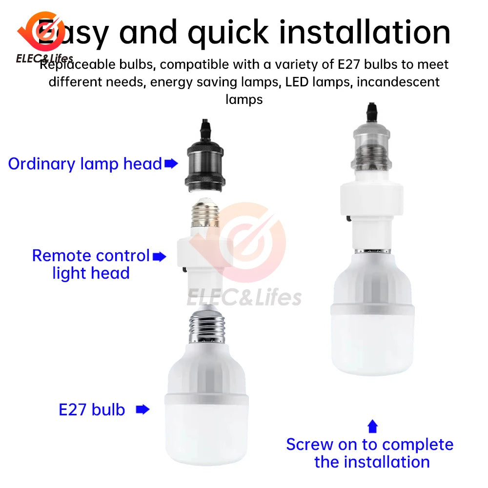 lampe tête E27 télécommande moderne interrupteur timer récepteur infrarouge blanc mat abs 100 265V