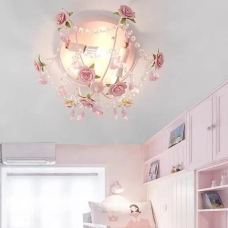 lampe rose fleurs relief translucides romantique chambre fille salon couloir