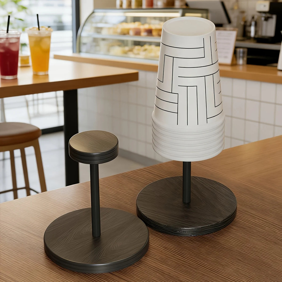 organisateur tasses jetables blanc moderne support central rangement comptoir cuisine