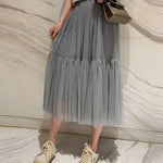 jupe vert olive tulle transparent plissée moderne femme mi mollet