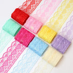 ruban dentelle polyester largeur 75mm couleurs rouge rose vert bleu motifs floraux classique