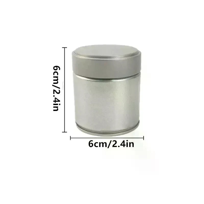 boîte thé matcha argent noir contemporaine cuillère bois opaquet aluminium fcm portable scellée