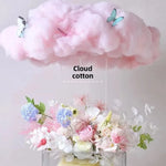 feuilles coton nuageux pelucheuses décoration festive blanches roses jaunes bleues douces 20x80cm