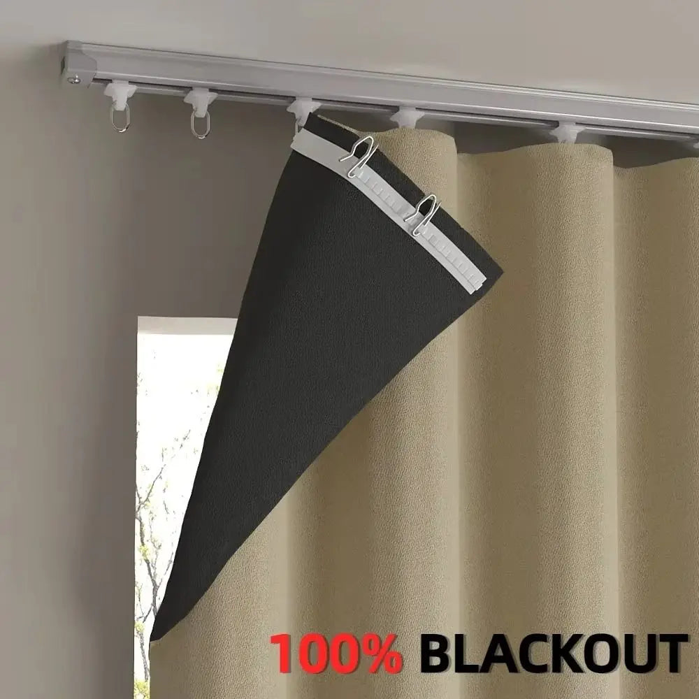 rideau blackout moderne plissé beige noir opacité totale partie transparente tringle crochets inclusion