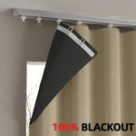 rideau blackout moderne plissé beige noir opacité totale partie transparente tringle crochets inclusion