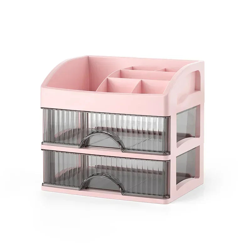 boîte rangement tiroirs transparente blanc moderne organisateur cosmétique multifonctionnelle double