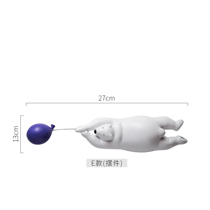 statue ours polaire résine blanche contemporaine minimaliste base plate ballons