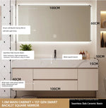 meuble salle bain blanc marbre moderne étagères miroir lumineux accessoires fixations murales