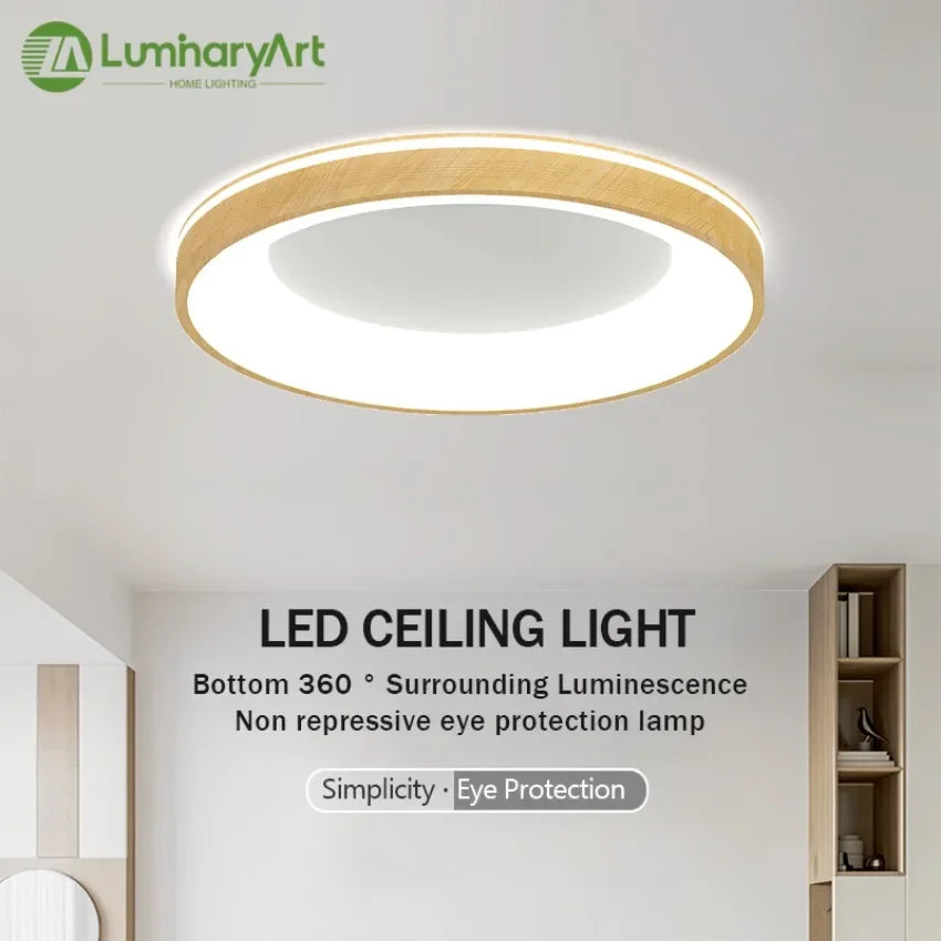Lampe LED grain bois moderne aluminium blanc salon chambre coucher