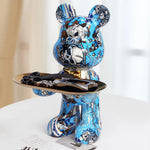 statue ours contemporaine résine bleu rouge or marbré graphique décoration intérieure table unique pop
