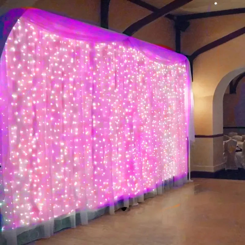 rideau lumineux led rose multicolore étoiles moderne 3m 1m télécommande
