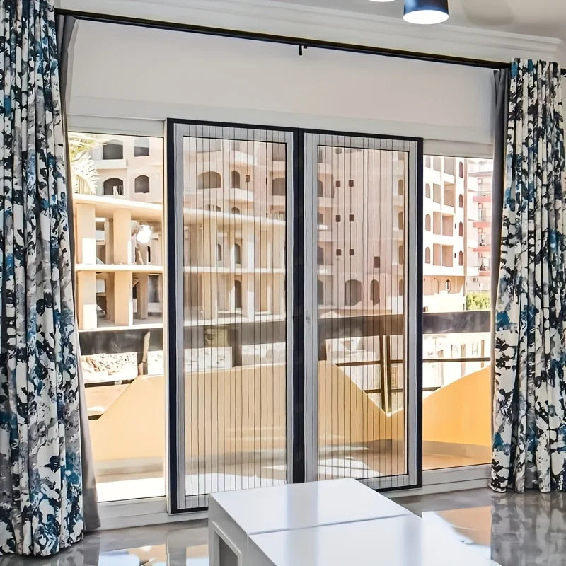 rideau moustiquaire porte noir maille fine opacité moderne adhésif 90cm 210cm été