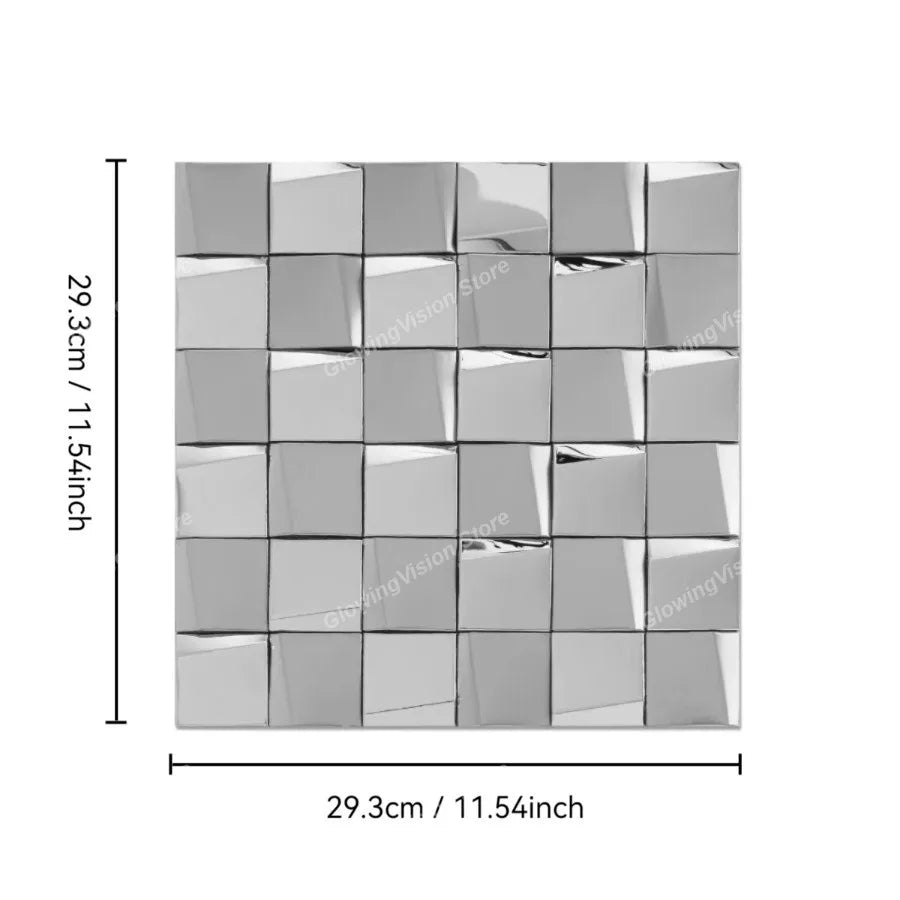carreaux muraux adhésifs or moderne élégants carrés brillants 29.3cm 29.3cm noir argent