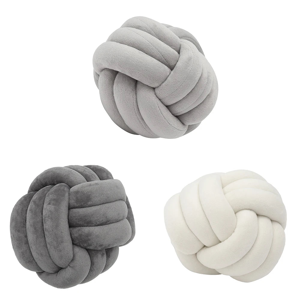 coussin rond gris blanc nœud plat velours doux moderne salon lit enfants