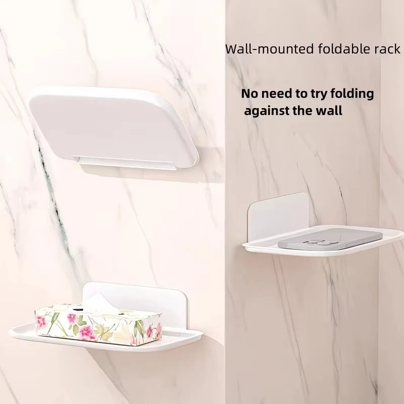 support rangement pliable étagère murale adhésive sans perçage blanc moderne salle bain téléphone boîte