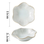 plateau bijoux céramique rose clair blanc bleu foncé motif floral moderne élégant anneaux boucles