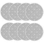 tapis table moderne rouge gris noir vert blanc motif géométrique cercles étoiles