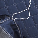 coussin massage bleu marine hexagones brodés moderne trou antidérapant polyester coton adultes