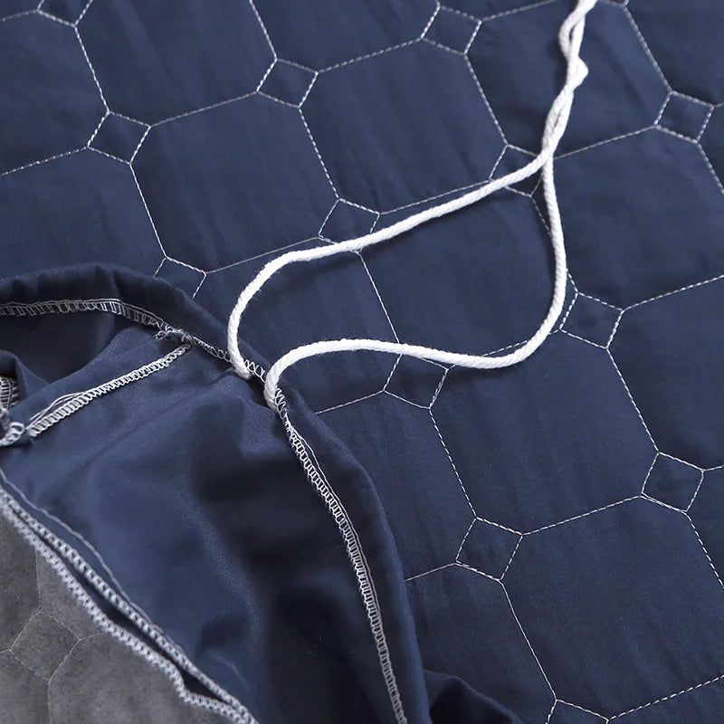 coussin massage bleu marine hexagones brodés moderne trou antidérapant polyester coton adultes