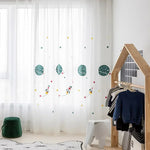 rideau moderne enfant planètes fusées étoiles polyester translucide chambre salon