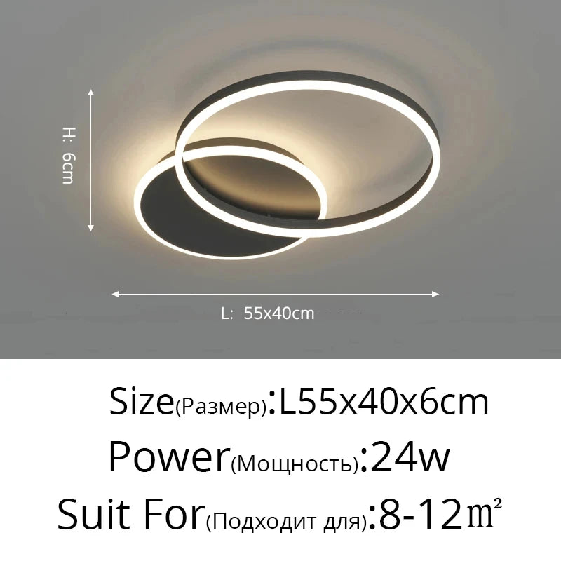 plafonnier moderne anneaux concentriques led noir doré éclairage blanc contemporainSuspensionAnneauxLumineuxConcentrique