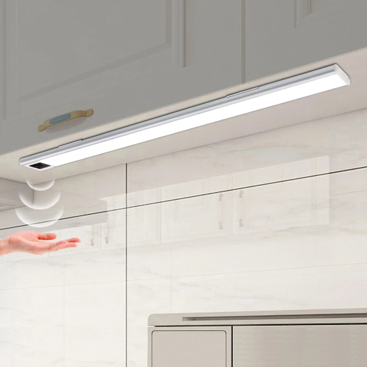 luminaire led rectangle mural adhésif blanc moderne rechargeable capteur mouvement chambre cuisine
