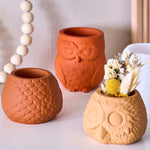 silicone moule chouette bougie plante deco intérieur artisanal blanc terre cuite plumes rustique bohème