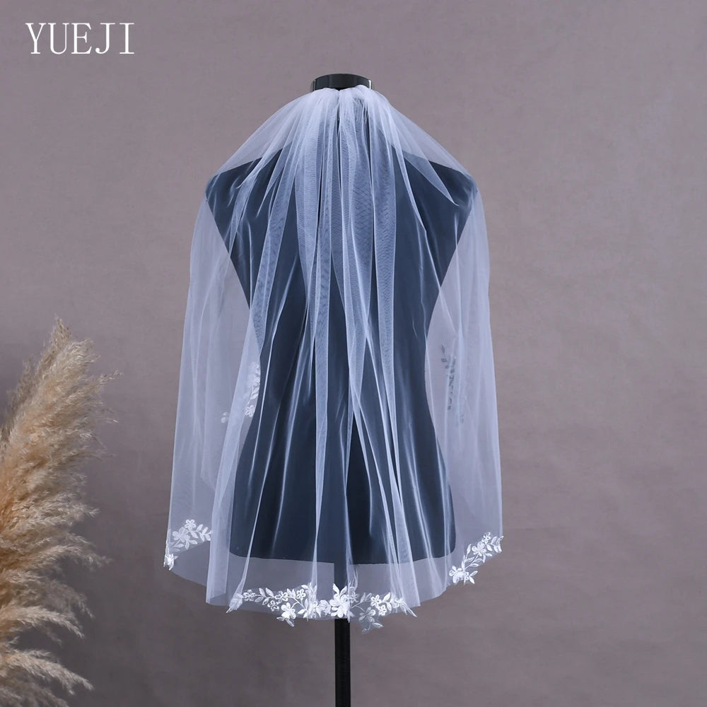 voile mariée blanc broderies florales classique monocouche translucide femme soirée