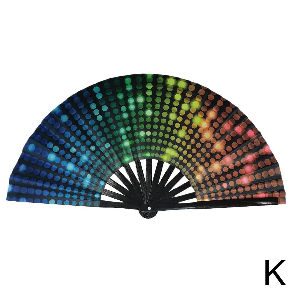 éventail pliant moderne multicolore motifs floraux géométriques opacité festive