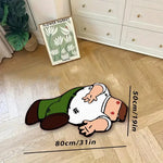 tapis vert blanc marron dessin animé flocons neige décoration cartoon chambre salon résistant lavable