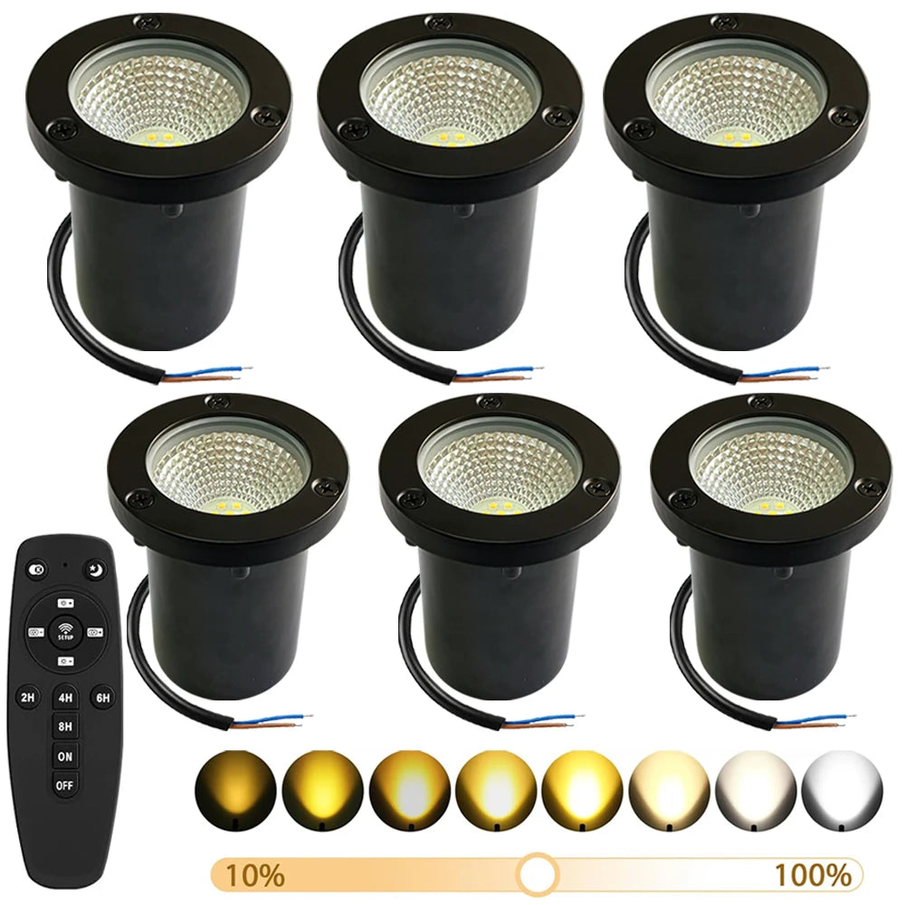 spots led étanches ip65 noirs modernes télécommande extérieur jardin allée