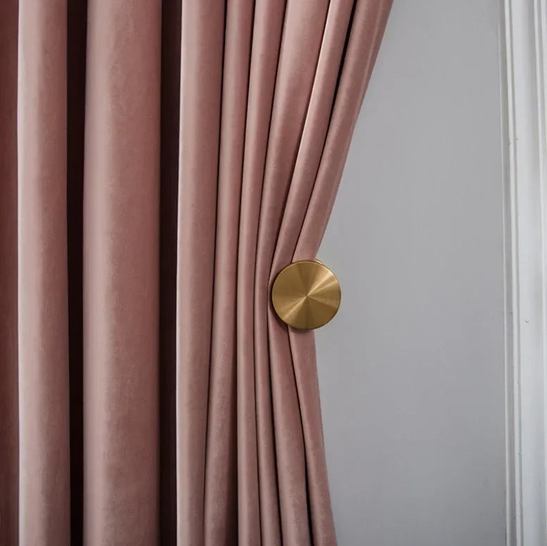 rideaux rose pâle opaques moderne maison polyester uni plissé