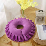 coussin voyage franges doux violet rose gris bleu rouge confortable opaque
