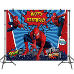 ensemble décoration anniversaire spider man vaisselle jetable nappe assiettes gobelets banderole ballons rouges