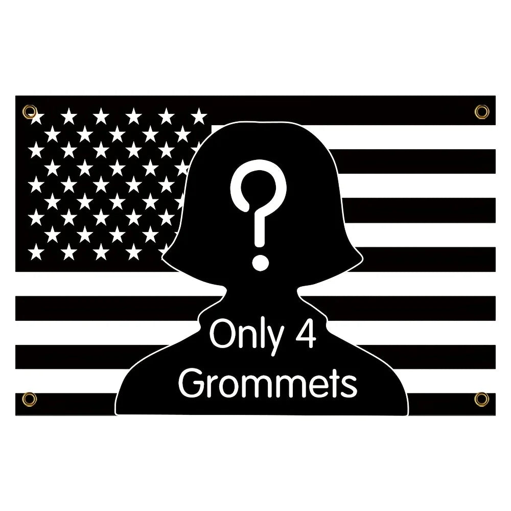 drapeau américain noir étoiles blanches rayures horizontales polyester dimensionnable 150cm 90cm fixations solides opacité